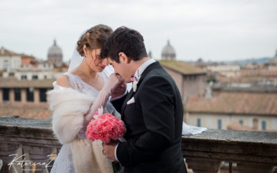 Daria & Filippo wedding photoshoot. Campidoglio Sala Rossa  Wedding Hall in Rome
