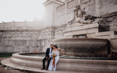 Wedding photoshoot in Rome. Colosseum, Pantheon and Trevi Fountain