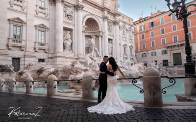 Thu & Harrison elopement in Rome. Photoshoot at Trevi Fountain & Colosseum