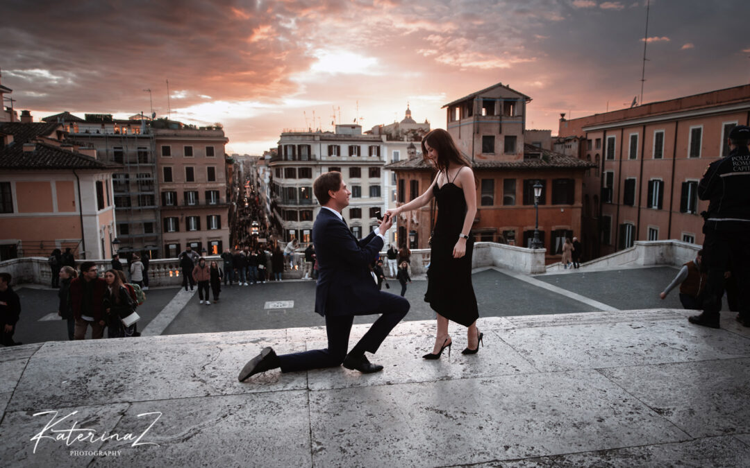 Surprise proposal at Spanish Steps