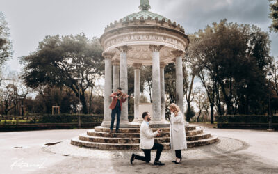 Surprise Proposal at the Temple of Diana in Villa Borghese